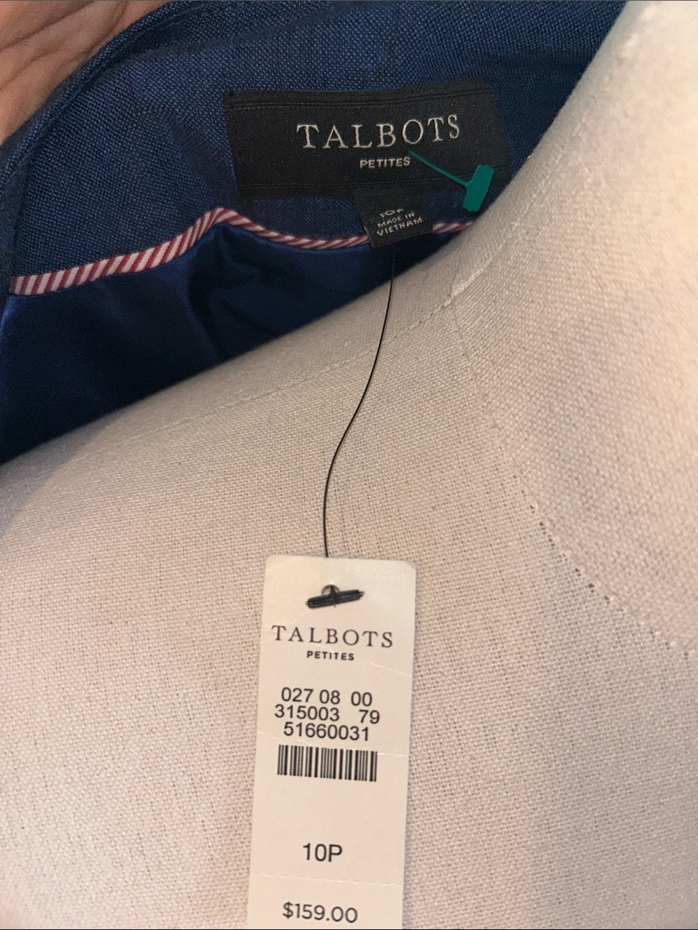 Talbots Navy Round-Neck Button-Front Jacket - Picture 5 of 9